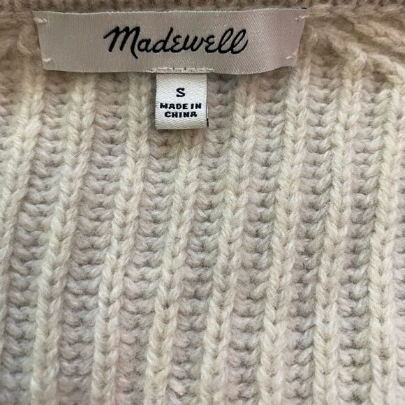 Madewell Cream Wool Blend Open Front Ribbed Redford Cardigan Sweater - Picture 11 of 12